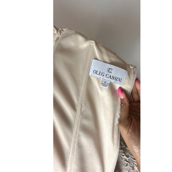 Oleg Cassini Off The Shoulder Ruched Jacquard sz 6 formal - Picture 10 of 11